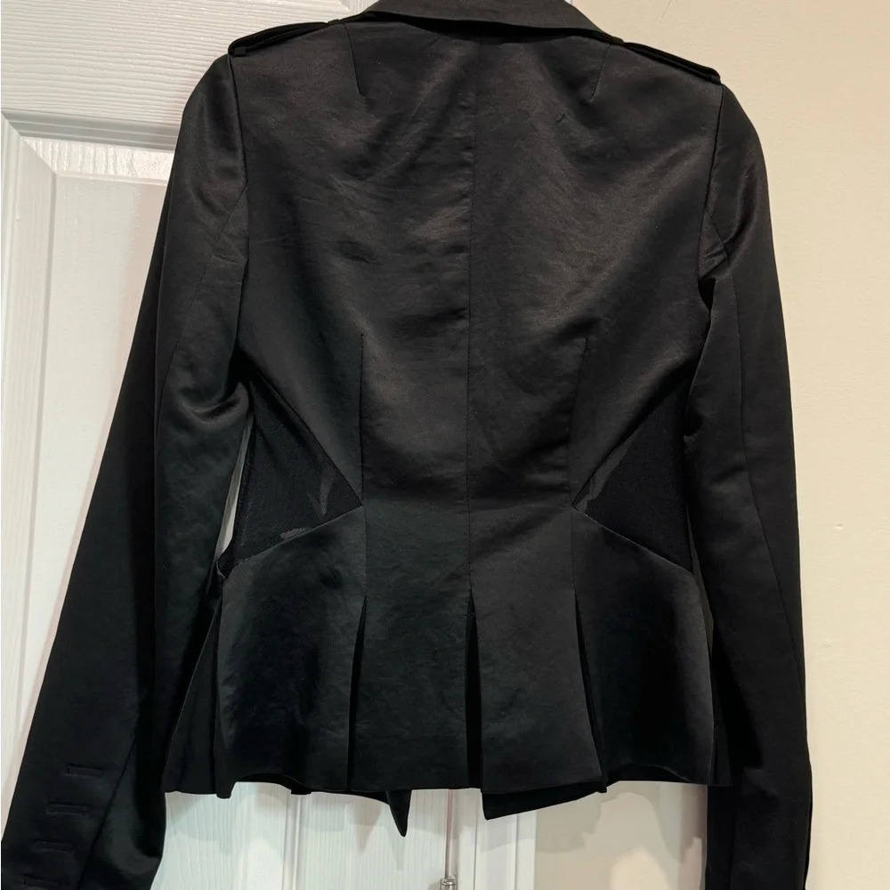 Rachel Roy Blazer 0 XS
Peplum Pleat Satin Black Mesh
Inserts Zebra Military - Picture 5 of 7
